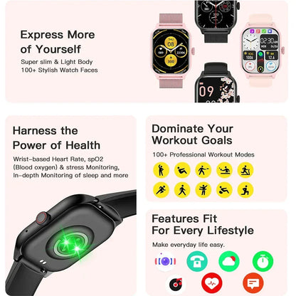 LEMFO LT10 Smart Watch 2024 Android Gift Bluetooth Call Smartwatch 2024 Touch Dial Music Fitness Tracker Sports Watches - Urbizia