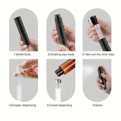 10ml Travel Perfume Sprayer, Refillable Cologne Container, Empty Dispenser Spray Bottle for Mini Sprayer Size (Black)