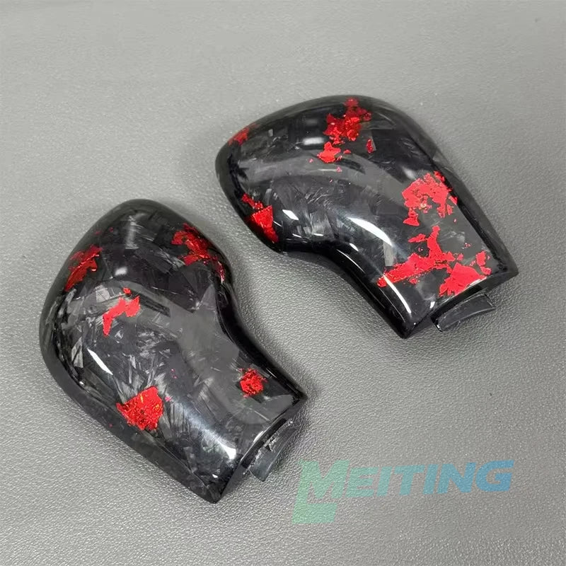 Leather Shift Knob Gear Side Cover DSG Emblem For VW Golf 6 7 R GTI Passat B7 B8 Upgrade the Red Forged Carbon Fiber Material