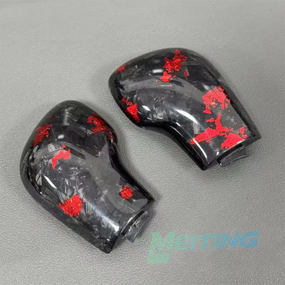 Leather Shift Knob Gear Side Cover DSG Emblem For VW Golf 6 7 R GTI Passat B7 B8 Upgrade the Red Forged Carbon Fiber Material