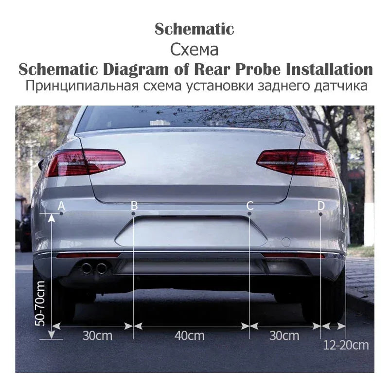 Car LED Parking Sensor Kit with 4 Radar Accurate Digital Display of Obstacle Distance Alarm Parktronic Kit Suitable For Most Car - Urbizia