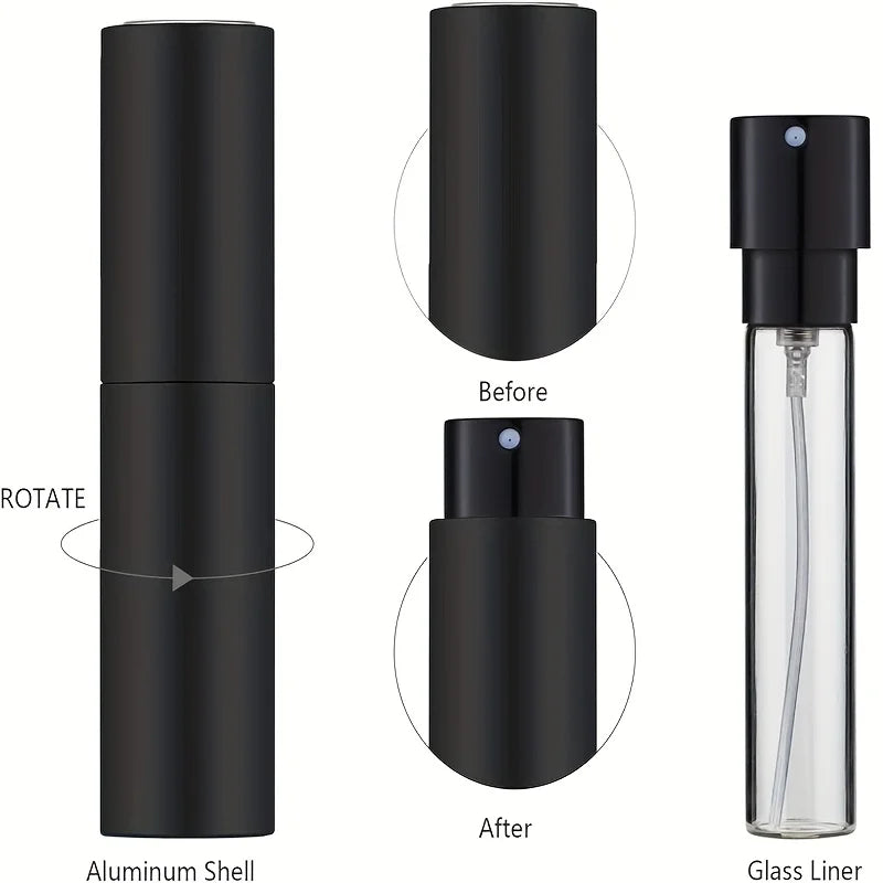 10ml Travel Perfume Sprayer, Refillable Cologne Container, Empty Dispenser Spray Bottle for Mini Sprayer Size (Black)