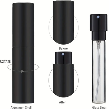 10ml Travel Perfume Sprayer, Refillable Cologne Container, Empty Dispenser Spray Bottle for Mini Sprayer Size (Black)