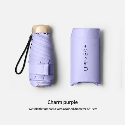 Ultra Light Small Mini Women Five Fold Umbrella Sun Proof Sun Proof Anti UV Sun Rain Dual Use Umbrella Thick Black Glue Pocket S