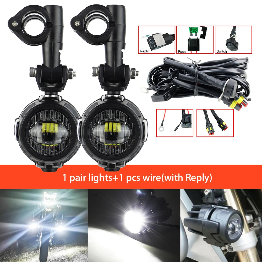 Auxiliary Lights LED Spot Driving Fog Lights for R1200GS F800GS K1600 Universal Motorcycle 40W 6000K Fog Lamps