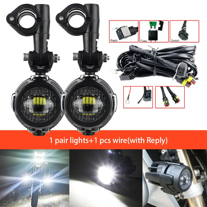 Auxiliary Lights LED Spot Driving Fog Lights for R1200GS F800GS K1600 Universal Motorcycle 40W 6000K Fog Lamps