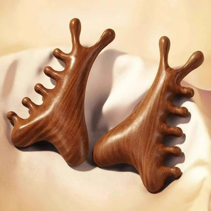 Head Body Massager Neck Face Health Care Massage Tool Meridian Scalp Four-in-one Sandalwood Comb  Massage Acupoint Nose Scraper