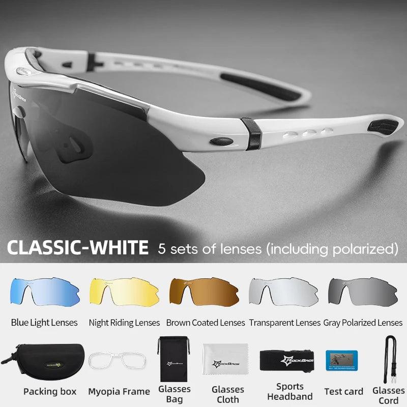 ROCKBROS Polarized Cycling Sunglasses 5 Lens MTB Set