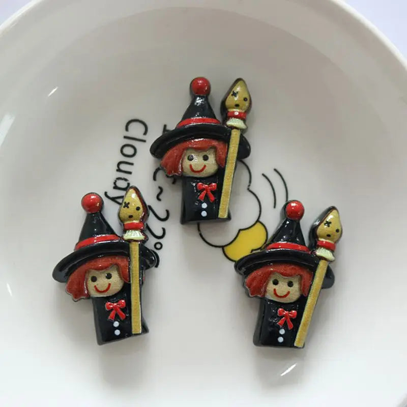 10Pcs Resin Halloween Ghosts, Skeletons & Pumpkins – Flat Back Embellishments