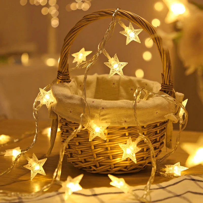 LED Star Chain String Lights Outdoor