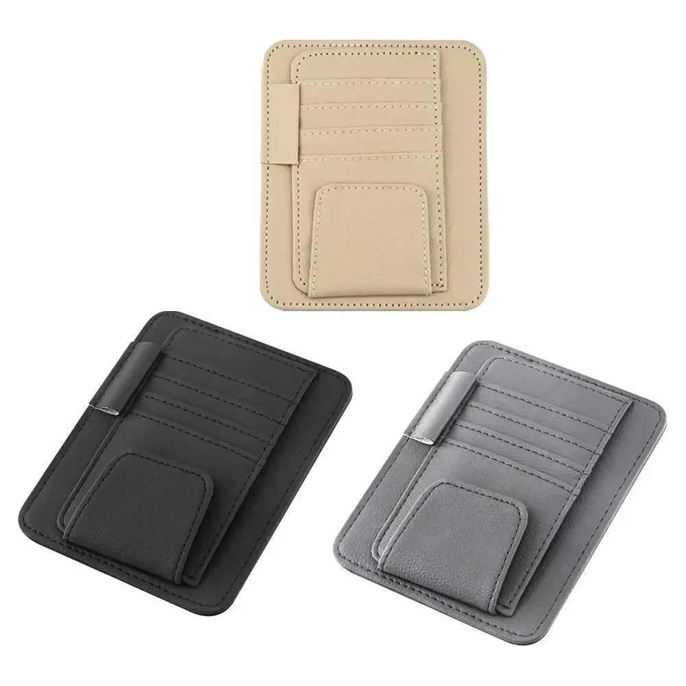Car Sun Visor Organizer Multi-Pocket Business Card Storage Management Sunglasses Holder Visor Accessories Auto Interior - Urbizia