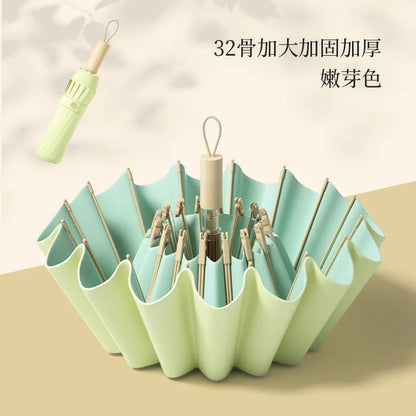 UV UPF50+ Protection Folding Sun Umbrella Women, Windproof 16 Bone, Color Glue Sun Protection Parasol Rain and Shine Umbrellas