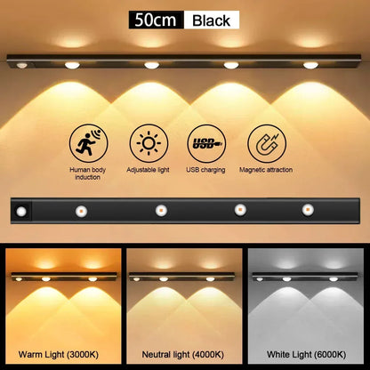 Motion Sensor Light LED Sensor Lamp Wireless Ultra Thin USB LED For Kitchen Cabinet Bedroom Wardrobe Indoor Lighting Night Light - Urbizia