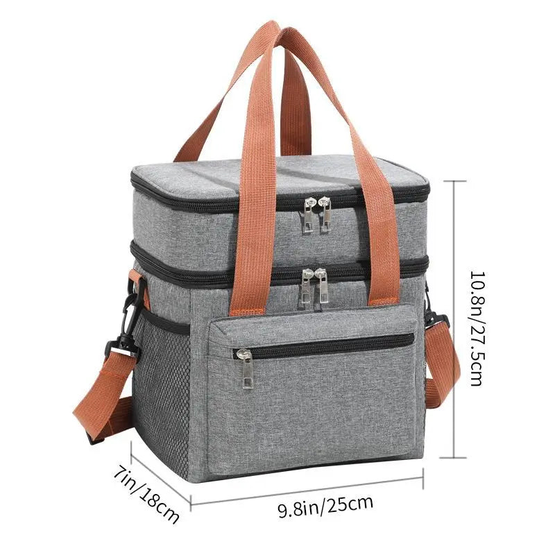 Multifunctional Double Layers Tote Cooler Lunch Bags for Women Men Large Capacity Travel Picnic Lunch Box with Shoulder Strap