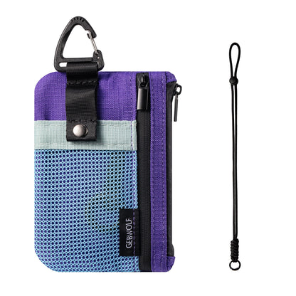 Minimalist RFID Blocking Small Wallet with ID Window,WaterResistant Zip Id Case Wallet with Lanyard Keychain for Cards,Cash