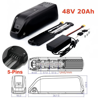 5-Pins Hailong EBike Battery 36V 48V 10Ah 15Ah 20Ah Mountain Bicycle 18650 Electric Bateria Pack for Bafang 1500W 1000W 750W