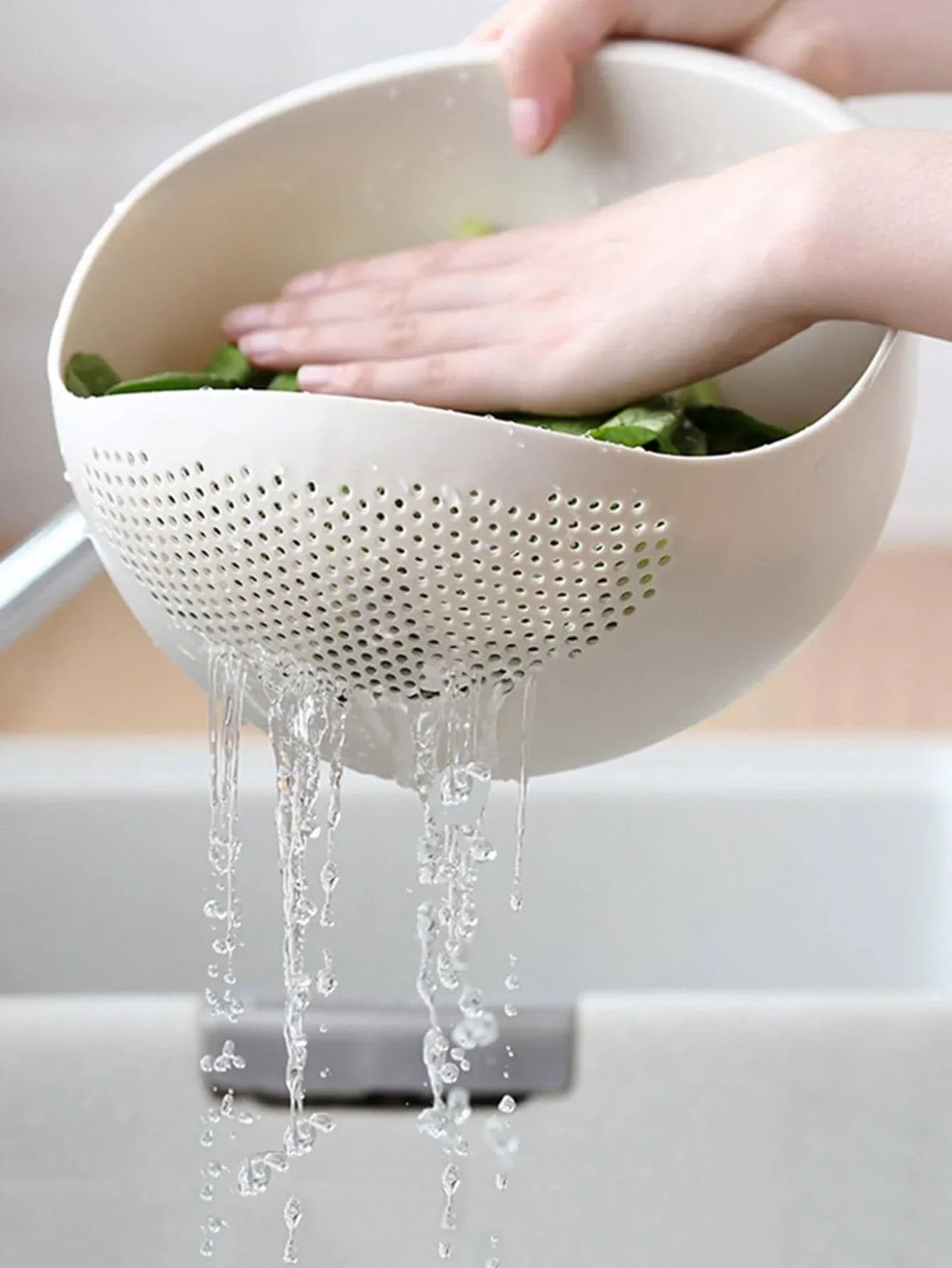 Multi-Purpose Rice & Fruit Drain Basket with Handle