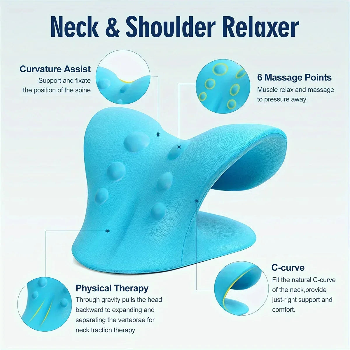 C-Shaped Pillow Neck and Shoulder Relaxer, Cervical Traction Device for TMJ Pain Relief and Cervical Spine Alignment, Chiropract - Urbizia