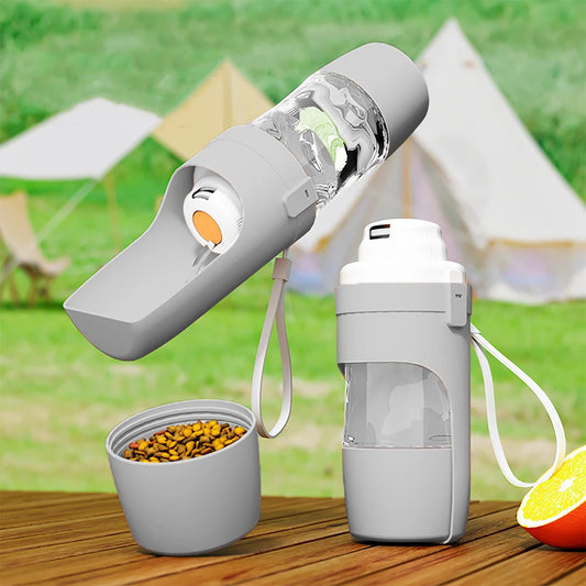 Portable Pet Water Bottle with Food & Water Container – 500ml