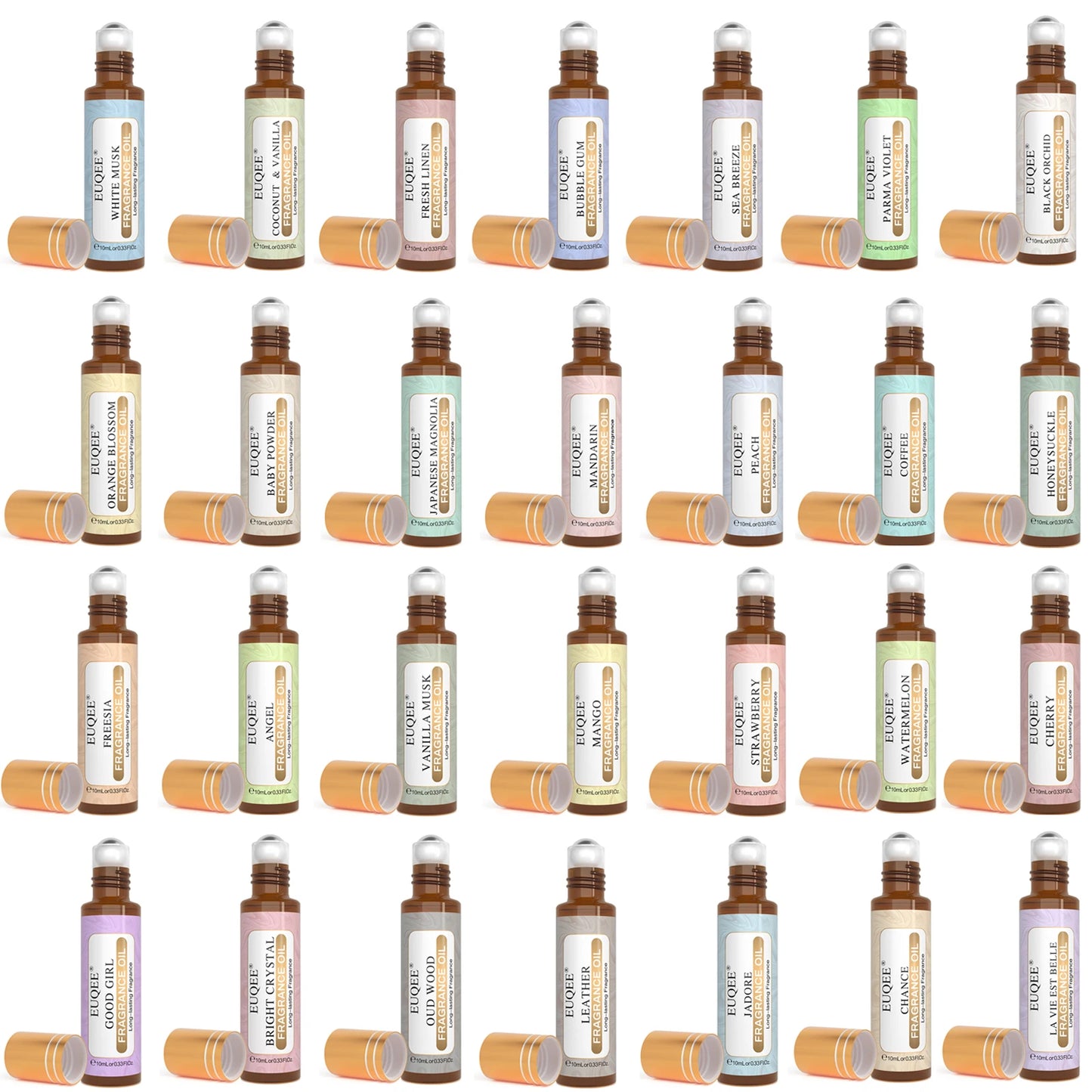 EUQEE 10ml Fragrance Oil Roll-On Long Lasting Scent La Vie Est Belle CHANCE Jadore Cotton Strawberry Mango for Diffuser Burner