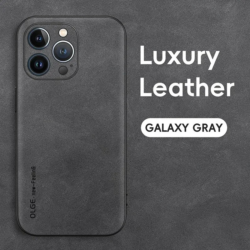 Luxury Leather Phone Case For iPhone 17 16 15 14 13 12 11 Pro Max Plus 17 Air Silicone Soft Protection Shockproof Cover Funda