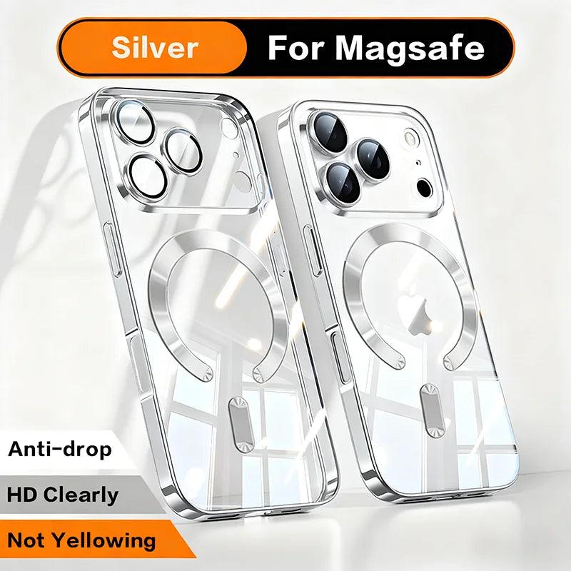 iPhone MagSafe Clear Case – Plating Soft TPU Magnetic Cover