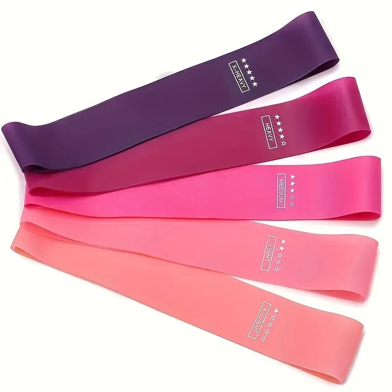 5-Piece Color Resistance Band Set - Portable Elastic Fitness Bands for Yoga, Pilates, Gym and Weight Training - Durable Tpe Material, Perfect for Stretching and Strength Training, Pilates Equipment | Multifunctional Fitness B - Urbizia