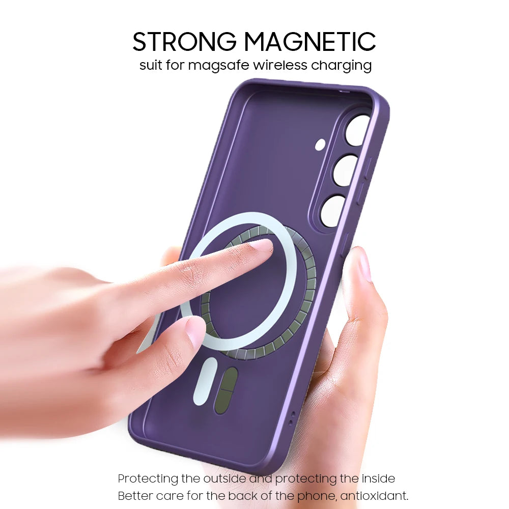 For Magsafe Silicone Case for Samsung Galaxy S26 S25 S24 S23 Ultra S22 Plus S21 FE A57 A56 A55 A37 A36 A17 A16 Magnetic Cover