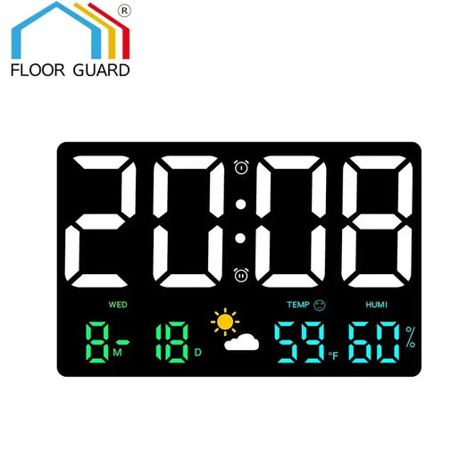 Smart Mute LED Electronic Wall Clock Modern Desk Clock Night Alarm Minimalist Thermometer Air Clock Home Decor For Living Room - Urbizia
