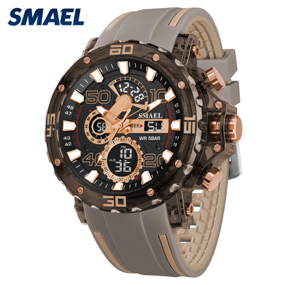 SMAEL 8136 50M Waterproof Military Watch for Men - LED Backlight Alarm Chronograph Stopwatch Shockproof Outdoor