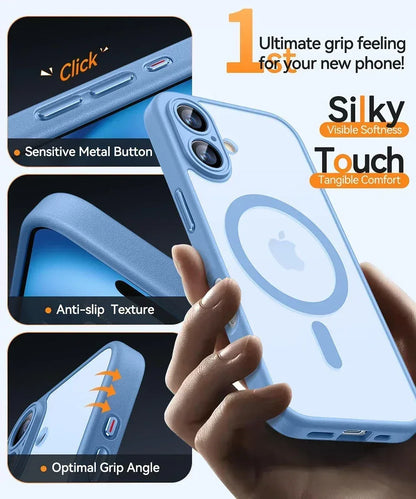 Magnetic Matte Translucent Armor Shockproof Case For iPhone 17 16 15 14 13 12 11 Pro Max Plus Magsafe Wireless Charge Cover2026