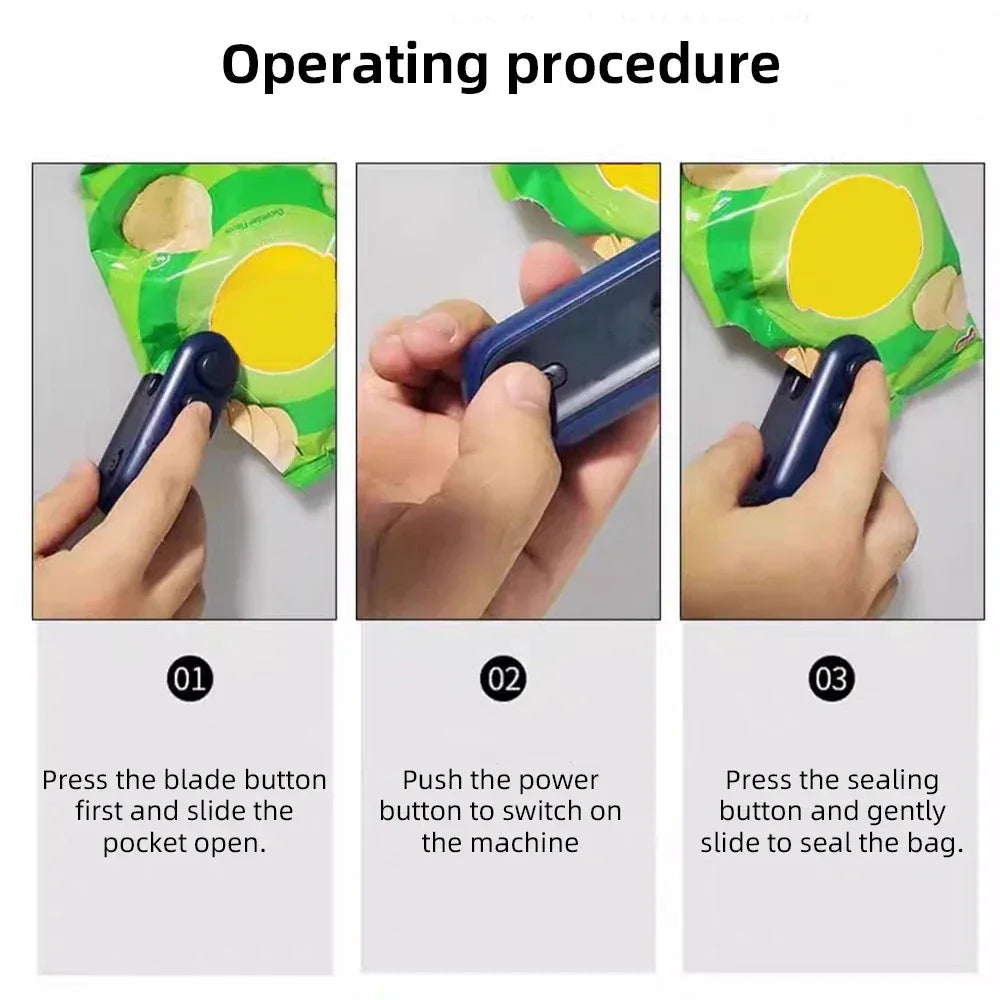 Mini Handheld Heat Bag Sealer with Rechargeable Design