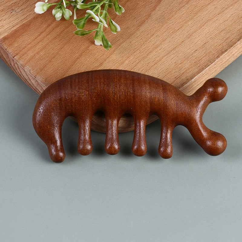 Wooden Massage Comb Head Meridian Scalp Combs Face Eye Shoulder Neck Scraping Treatment Hair Loss Anti-static Wide Tooth Comb