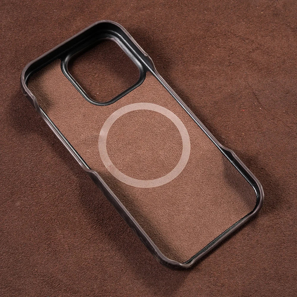 for Magsafe Case for iPhone 15 16 17 18 Pro Max Air Promax 17Pro 16Pro 18Pro Retro Luxury Genuine PULL-UP Leather Back Cover