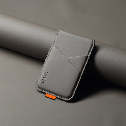 Premium PU Leather Magnetic Phone Card Holder, RFID Anti-Skimming Wallet Compatible with Magnetic Wireless Charging Smartphones,
