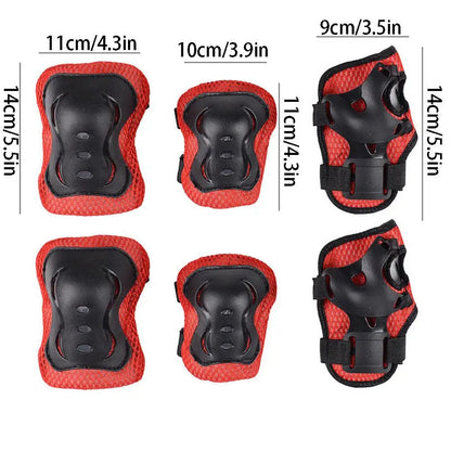 6PCS Kids Protective Gear Set for 3-15 Years, Knee Elbow Pads & Wrist Guards for Skateboard Cycling Skating Scooter