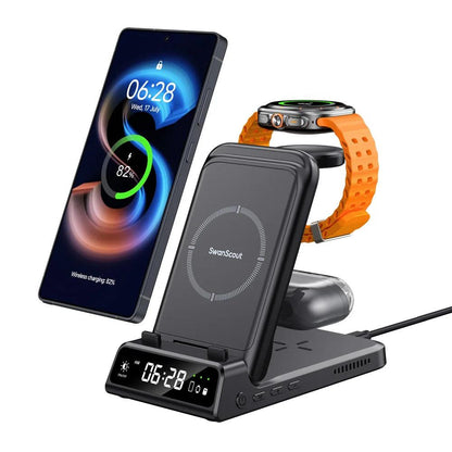 SwanScout 703S Wireless Charger for Samsung S25 Ultra S24 Z Fold 7 Z Flip 7 Charging Station for Galaxy Watch 8 7 for Buds 3 pro