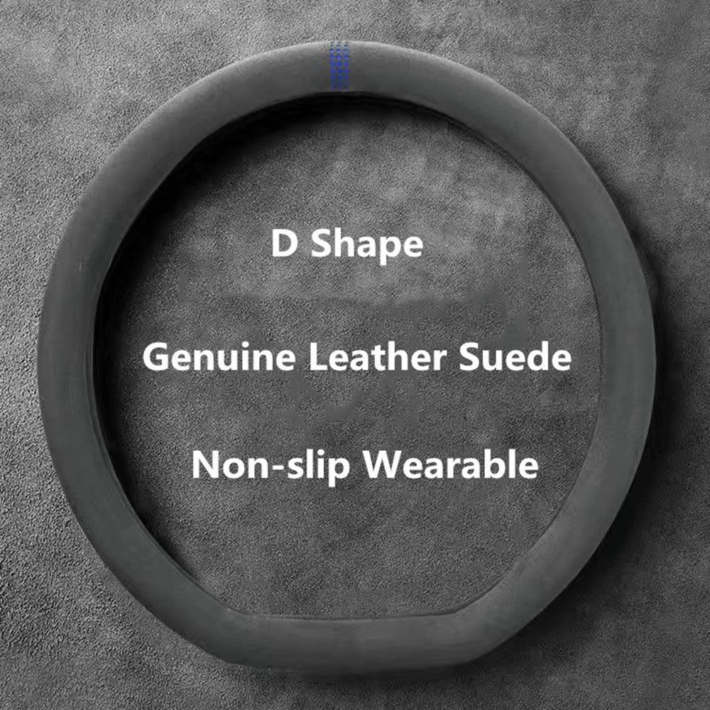 Universal Cowhide Suede Steering Wheel Cover 37–38cm - Urbizia
