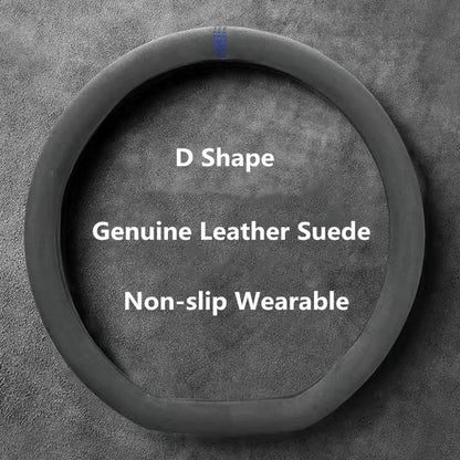 Universal Cowhide Suede Steering Wheel Cover 37–38cm - Urbizia