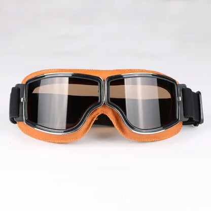 Motorcycle Glasses Windproof Motorcycle Helmet Glasses Sunglasses Retro Universal Folding Leather Retro Motorcycle Accessories