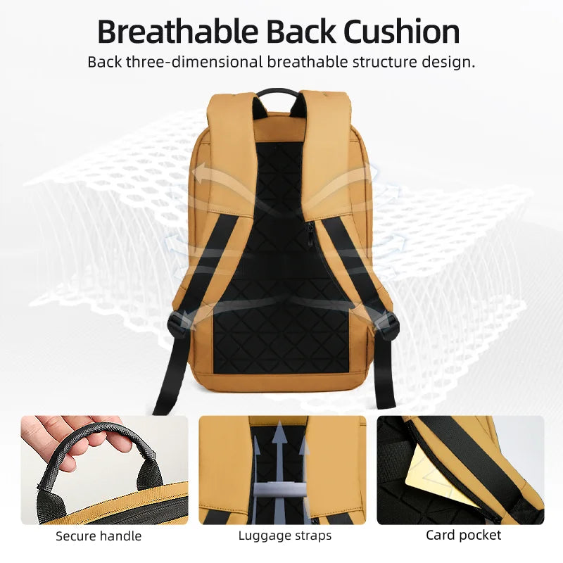 Heroic Knight Thin Male Work Backpack Multifunctional Fashion 15.6 In Laptop Backpack Casual Waterproof Business Travel Daypack
