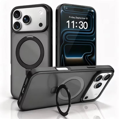 Premium Magnetic Stand Case with Wireless Charging | Compatible with iPhone 18,17,16,15,14,13,12,11 Pro/Pro Max/Air/Plus Series | Transparent Matte Finish + Hands-Free Viewing + Durable Design | Ideal Gift for Tech Enthusiast