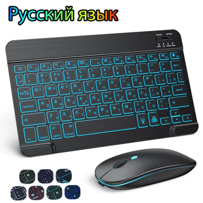 Hebrew/Russian/Spanish/Portuguese/Korean RGB Backlight Bluetooth Keyboard For IOS Android Windows iPad  Samsung Tablet Laptop