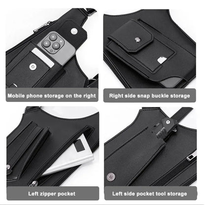 PU Leather Strap Holster Vest Bag Adjustable Double Shoulder Armpit Bag Hidden Anti-Theft Phone Pocket Chest Bag
