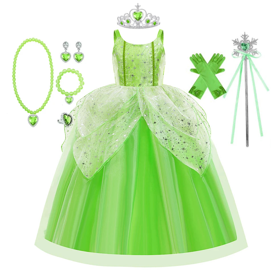Girls Flower Fairy Dress – Kids Princess Costume with Wings, Halloween & Party Tinkerbell Dress