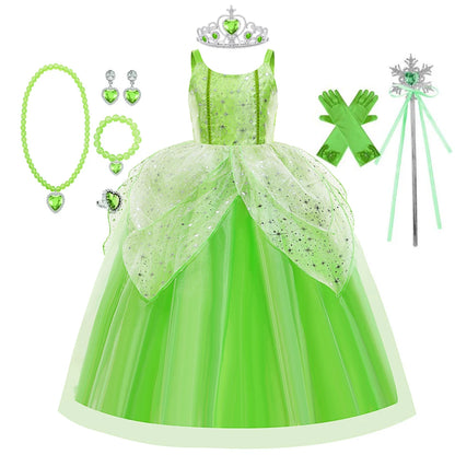 Girls Flower Fairy Dress – Kids Princess Costume with Wings, Halloween & Party Tinkerbell Dress