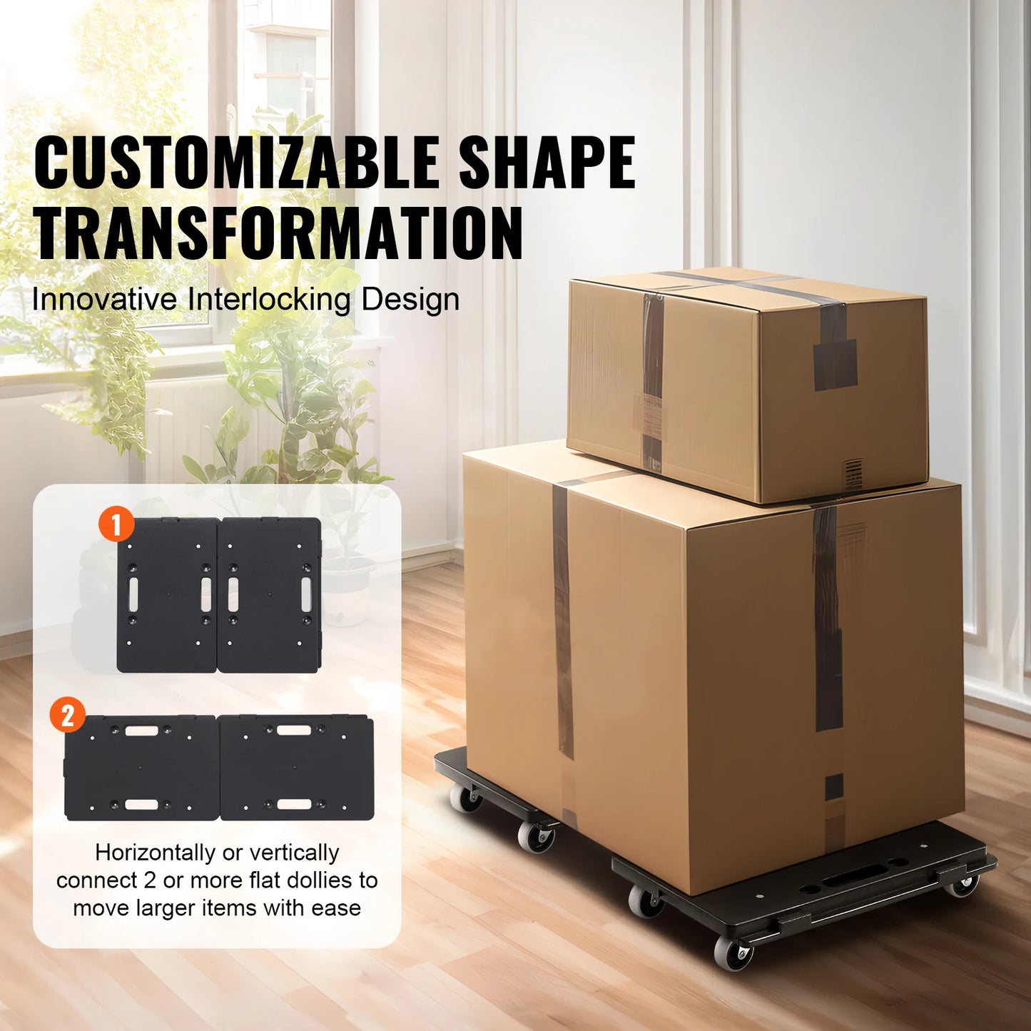 SucceBuy 2 Pack Furniture Mover Pallet Trolley 500 lbs Each Count with 4 Wheels Small Flat Dolly Cart for Industrial Machinery