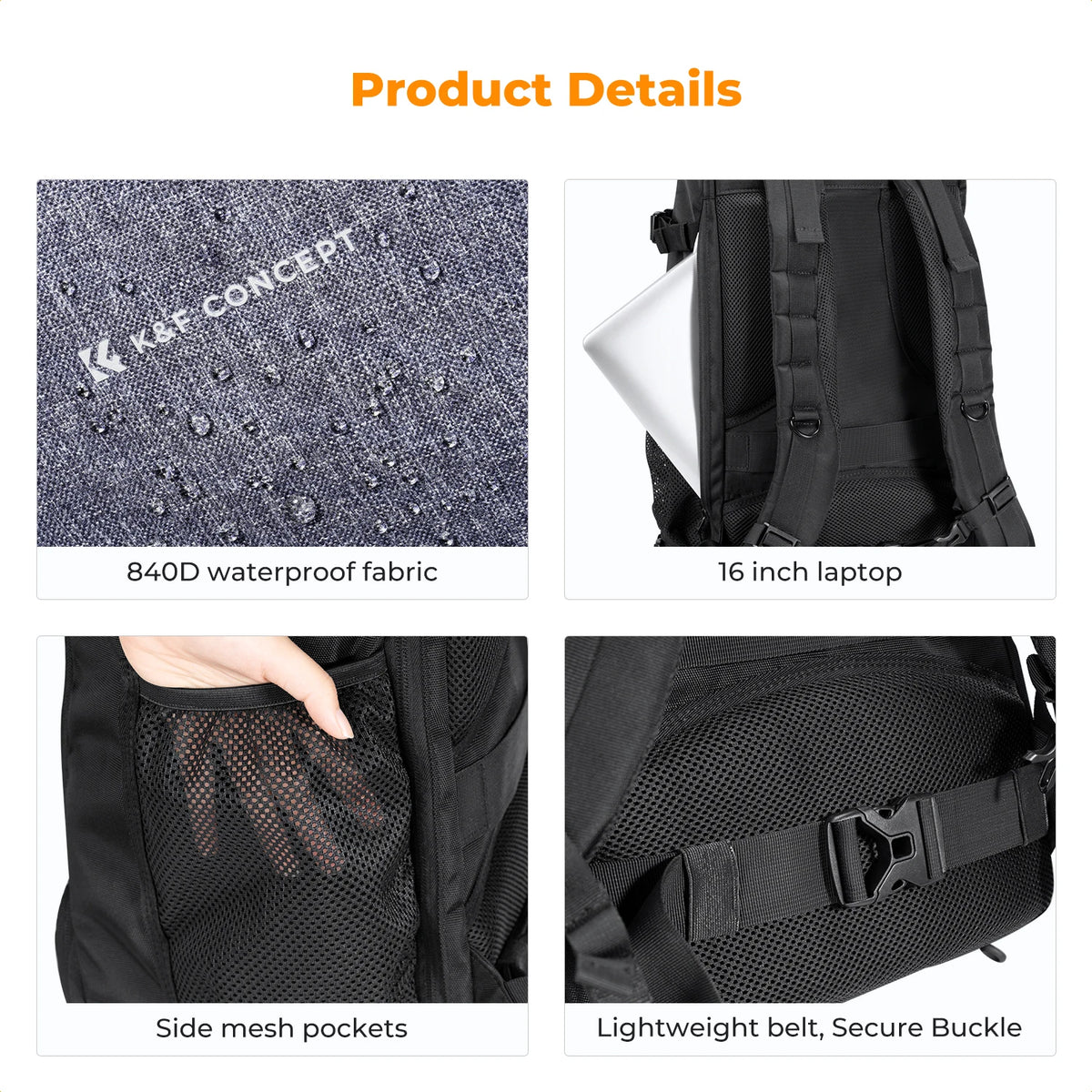 K&F CONCEPT 32L/25L Large Camera Backpack for Canon Sony DJI DSLR/SLR Camera Bag Case 15" Laptop with Tripod Strap and Raincover