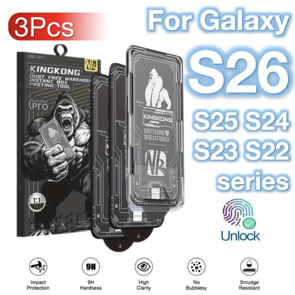 3Pcs For Galaxy S26 S25 S24 Ultra S23 S22 Plus Edge Tempered Glass Screen Protector 9H No Dust Mobile Accessories fingerprint