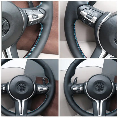 M Sport Full Leather Steering Wheel For BMW M3 F30 F15 F16 F20 F21 F25 F26 M5 F10 F11 F06 F07 F12 F13 F01 E90 E90 X5 E70 E87 E81